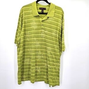 Tommy Bahama Green 18 Golf Stripe Tropical Print Quick Dry Polo Mens Size Xxl